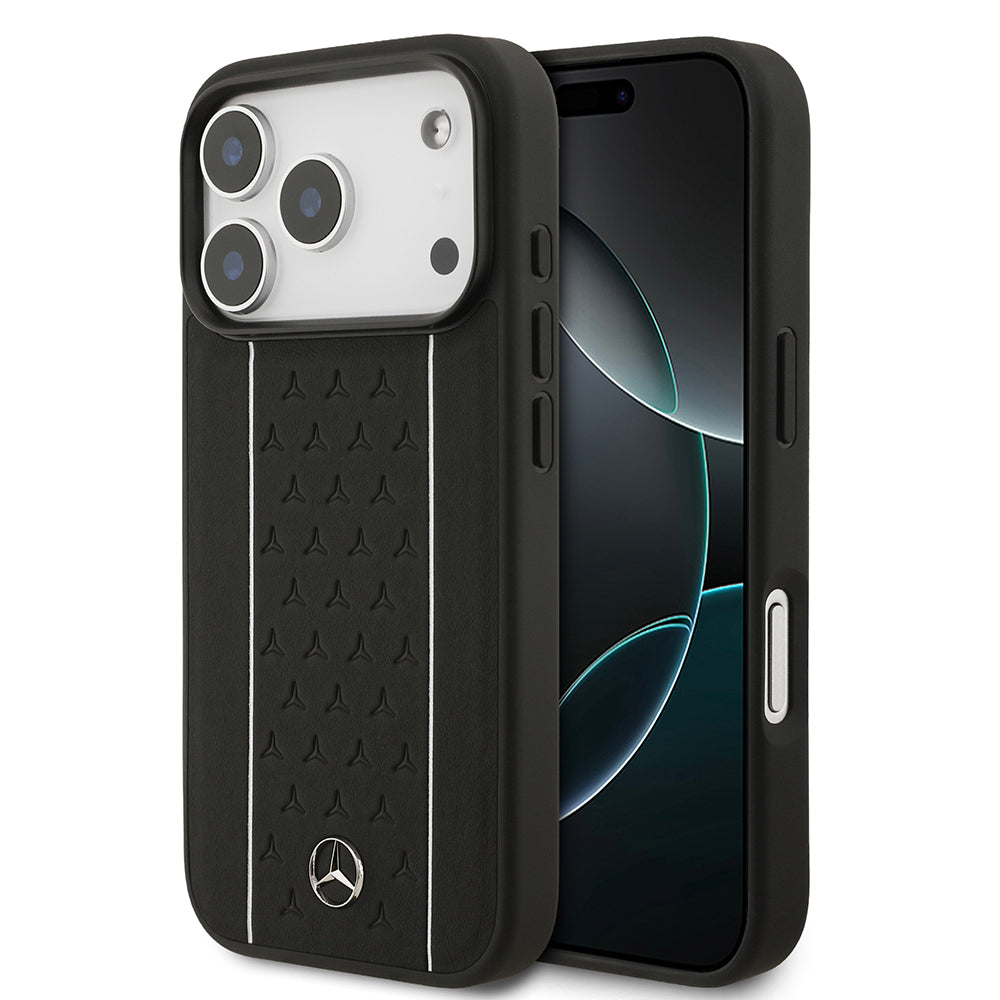 Mercedes Benz iPhone 17 Pro Orjinal Lisanslı Magsafe Şeritli Yıldız Desenli Metal Logolu Deri Telefon Kılıfı Mercedes Benz iPhone 17 Pro Orjinal Lisanslı Magsafe Şeritli Yıldız Desenli Metal Logolu Deri Telefon Kılıfı